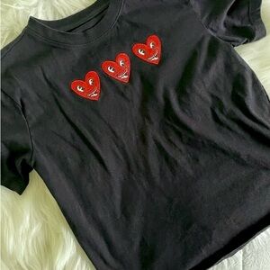 Black Kids Shirt with Red Heart Design